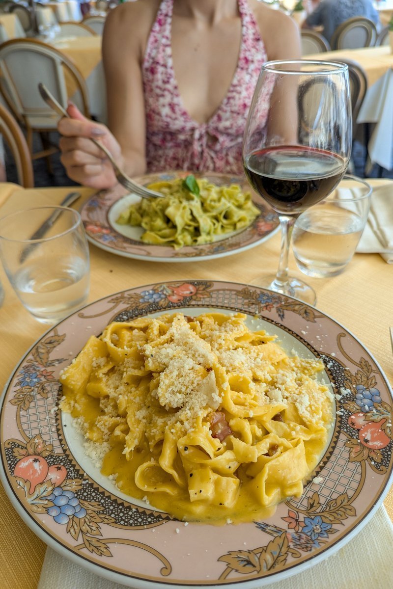 Pâtes dans un restaurant à Rome