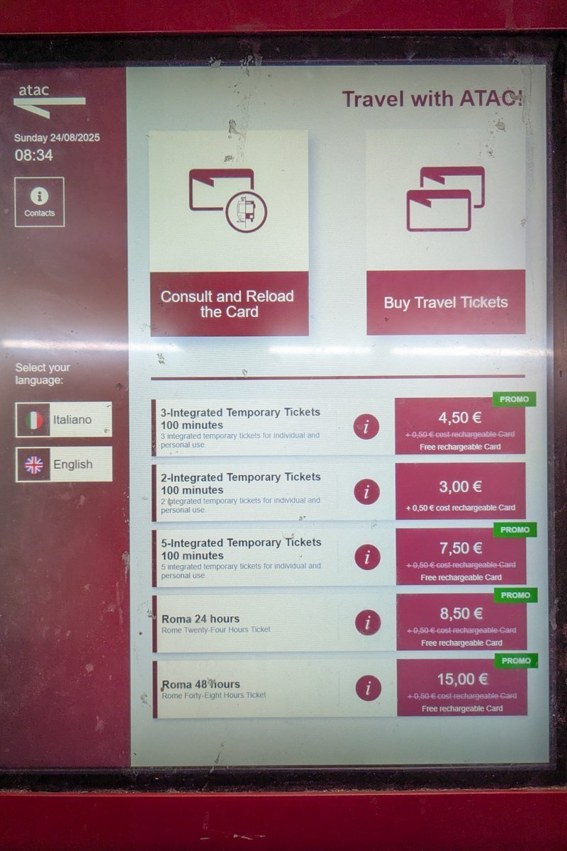 Ecran d'achat de tickets