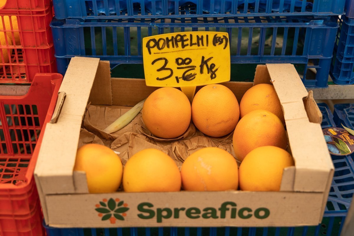 Pamplemousses dans une cagette