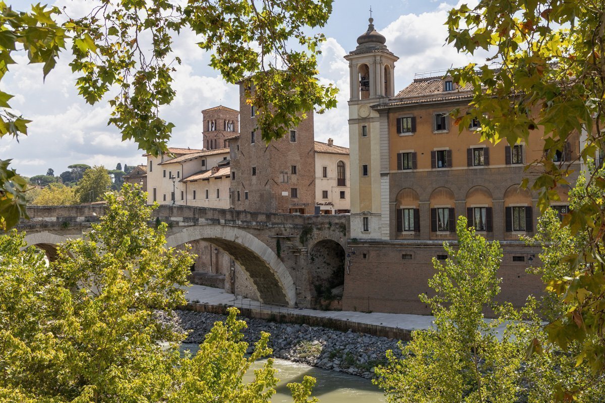 pont derrière les feuilles