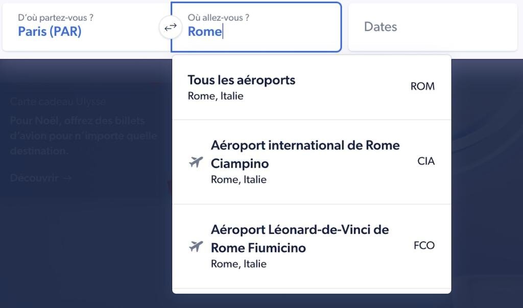 Vol pour l'un des aéroports de Rome